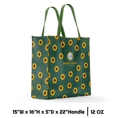 Sublimation 12 oz Poly Canvas Tote Bag - 15"W x 16"H x 5"D x 22"Handle