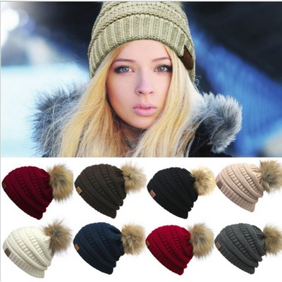 Women Slouchy Winter Knit Beanie Hats Chunky Hat Bobble Hat Ski Cap