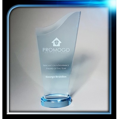 Blue Executive acrylic award (4" x 8" x 3/4") with base