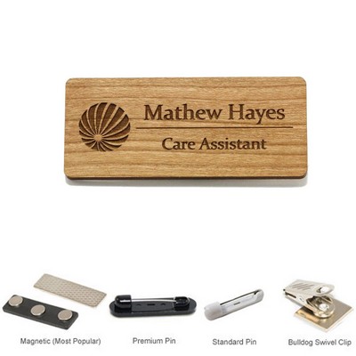 1.5 inch x 3 inch Engraved Wood Name Badge