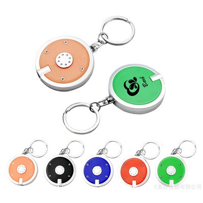 Round Mini Portable LED Lights Keychains Flashlight