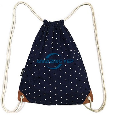 Canvas Dot Wear Resistant Drawstring Backpack