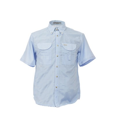 Men's Gingham Short Sleeve Fishing Shirt-Tall