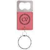 Rectangle Pink Leatherette Bottle Opener Keychain