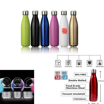 17oz Double Wall Vacuum Insulated Stainless Steel Water Bottle Cup