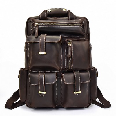 Multi Pockets Leather Backpacks