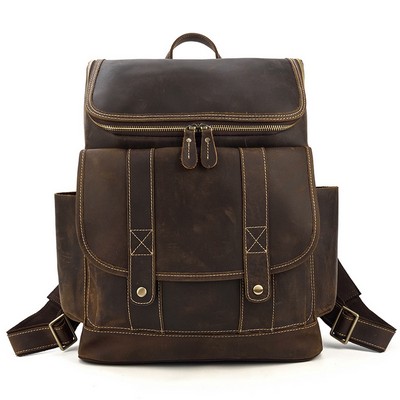 High Capacity Vintage Leather Rucksack