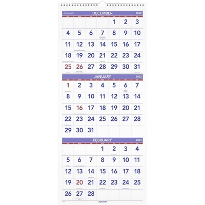 2023 Wall Calendar Planner, Large, Vertical, 3 Month