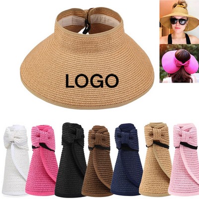 Women Wide Brim Straw Sun Visor Hats