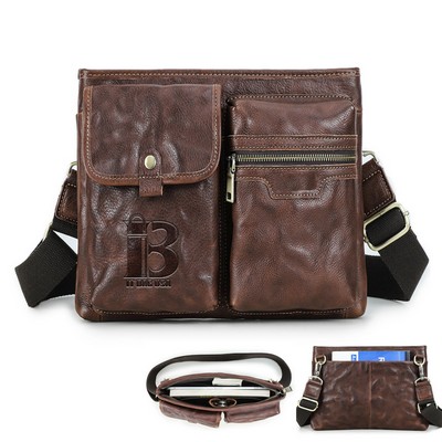 Genuine Leather Waterproof Messenger Multiple Cross-body bag