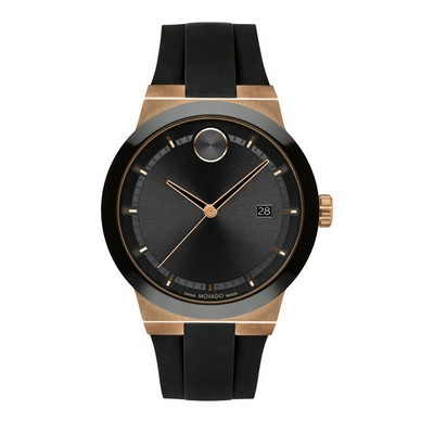 Movado BOLD Fusion Gents Black Dial Watch w/Black Silicone Strap