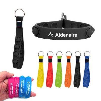 Innovative Silicone Push Pop Keychain with Wrist Strap