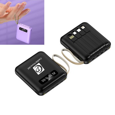 Mini Portable Pocket Charger Or Power Bank 5,000 mAh With Cable With Torch