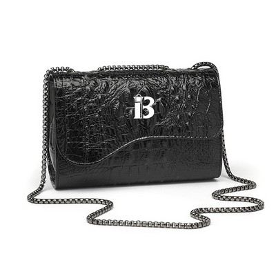 PU Women's fashion black cowhide chain tote bag