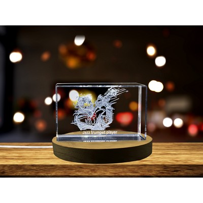 Sonic Brilliance - Jazz Trumpet Player - 3D Engraved Crystal Tribute