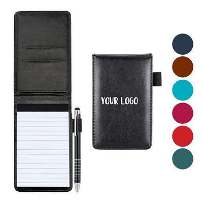 A7 Pocket Notepad Set Pu Holder 50 Lined Sheets Stylus Pen