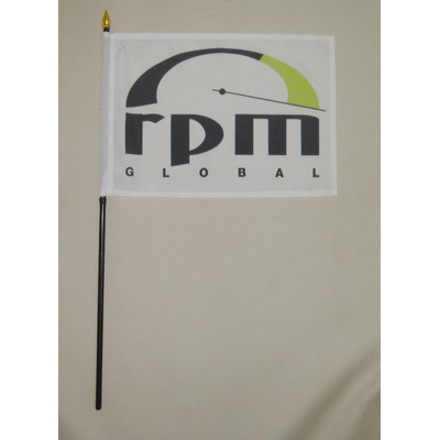 9"x12" Hand Held Logo Flag With 20" Plastic Pole