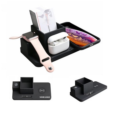 3 In 1 Wireless Charger Station With Card Holder