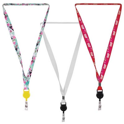 3/4" Badge Holder Attachment Sublimation Lanyard w/Retractable Badge Holder (DHL)