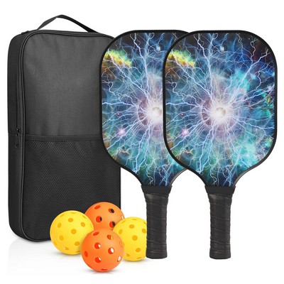 Carbon Fiber Pickleball Racket Paddle & Ball Set w/ Carrying bag