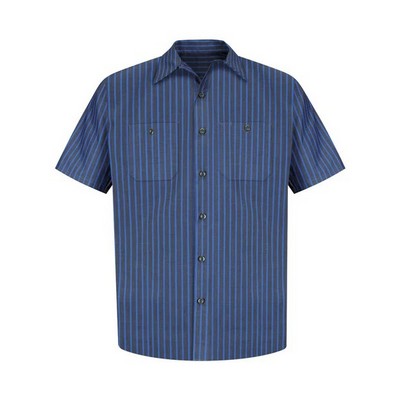 Red Kap® Industrial Short Sleeve Blue Work Shirt w/Stripes