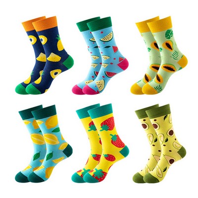 Full-Color Logo Fruit Cotton Sock