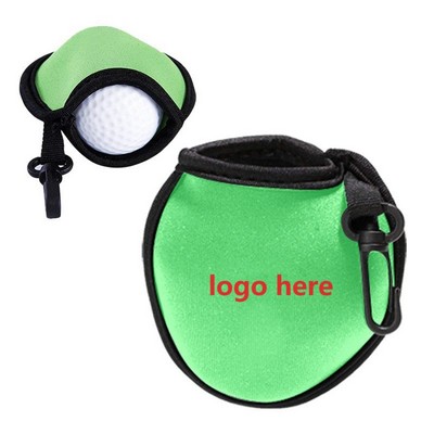 Golf Ball Neoprene Cleaning Pouch With Clip