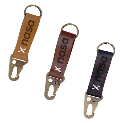 Custom Leather Keychain with Carabiner