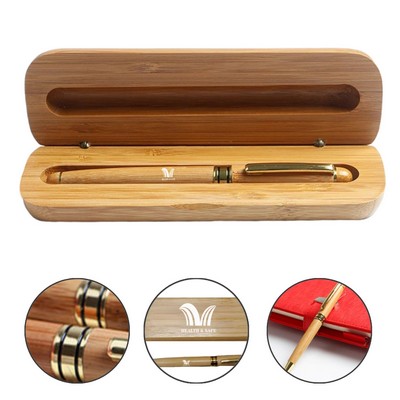 Personalized Bamboo Wood Pen & Case Set