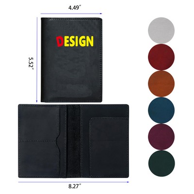 Genuine Leather Passport Holder Handmade Passport Cover with Card and Ticket Slot