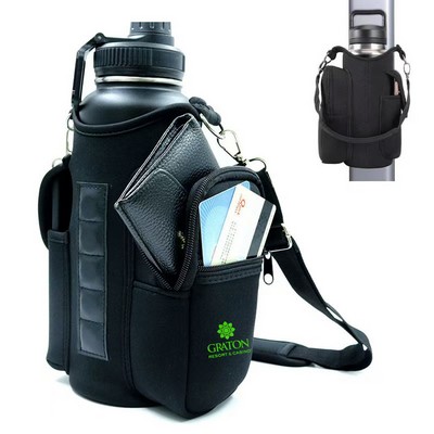 Magnetic Neoprene Water Bottle Holder w/Adjustable Strap