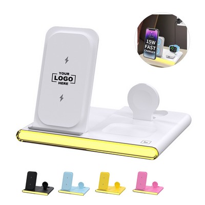 3-in-1 Fast Wireless Charger Foldable Charging Station