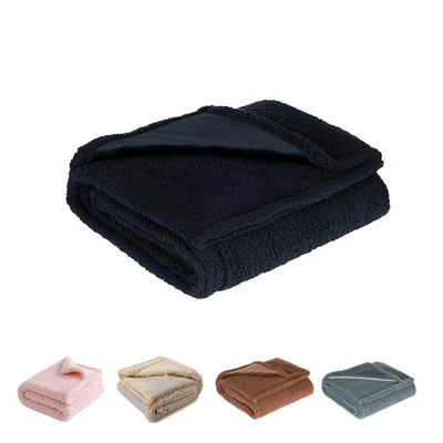 Cozy Plush Blanket With Woven Patch