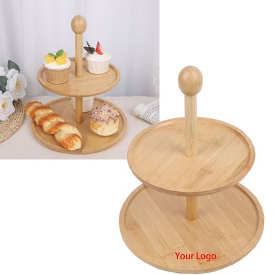 Bamboo Double Tier Dessert Stand