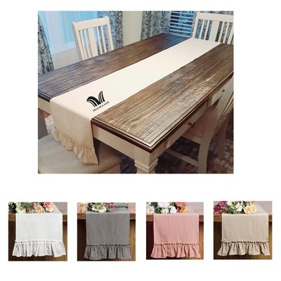 Homes Cotton Linen Table Runner Machine Washable