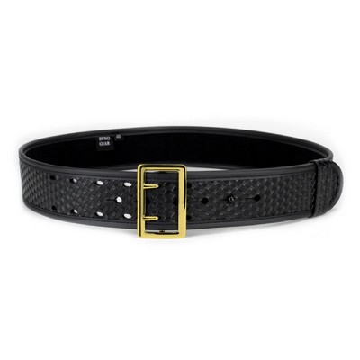 2.25" Basketweave Synthetic Leather Duty Belt Brass Snaps