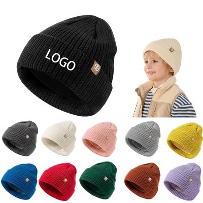 Winter Outdoor Fleece-Lined Knitted Hat For Children