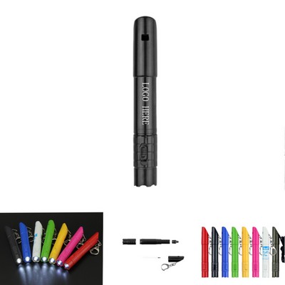 3 in 1 Mini Flashlight w/ Whistle & Ballpoint Pen