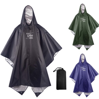 3-in-1 Waterproof Hooded Rain Poncho Jacket