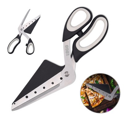 Black Ring 2 in 1 Pizza Scissors Cutter and Spatula with Ergonomic Handle