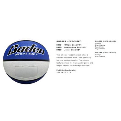 Basketball - Rubber, Junior Size (8.5" Dia/27.5" Cir) 6 Colors!