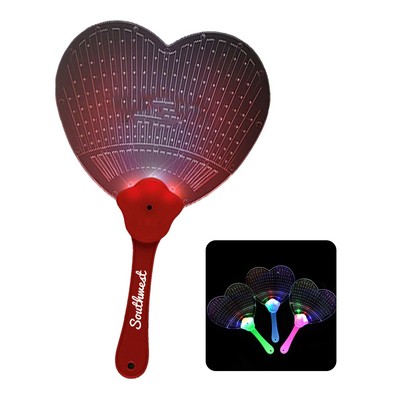 Red Led Heart Fancy Light Up Hand Fan