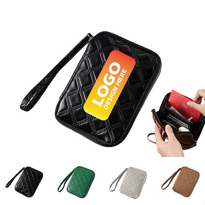 Mini Leather Credit Card Holder Organizer Case with Zipper