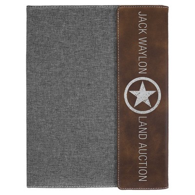 9.5"x12" Rustic/Silver Leatherette/Gray Canvas Portfolio