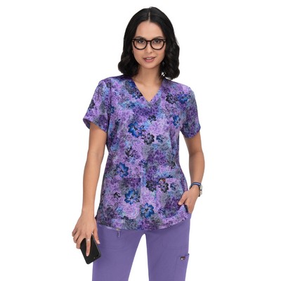 koi - Lite - Women's 2-Pocket Stretch Print Velora Top