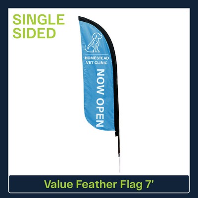 Value 7' Feather Flag - Single Sided w/Spike Base and Carry Bag