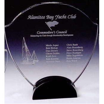 Black Optic Crystal Stately Award w/Half Round Base (8½"x8")