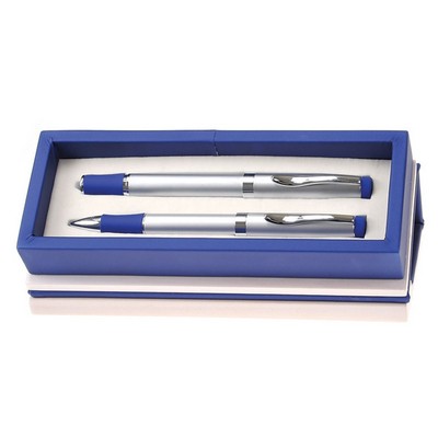 Blue Ball Pen and Roller Ball Pen Set