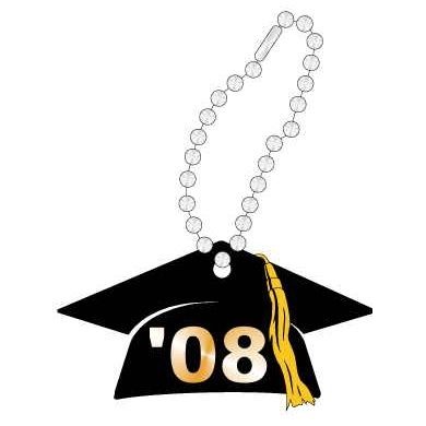 Graduation Cap Promotional Key Chain w/ Black Back (4 Square Inch)