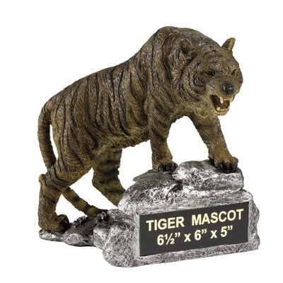 Growling Tiger Mascot Trophy w/Engraving Plate